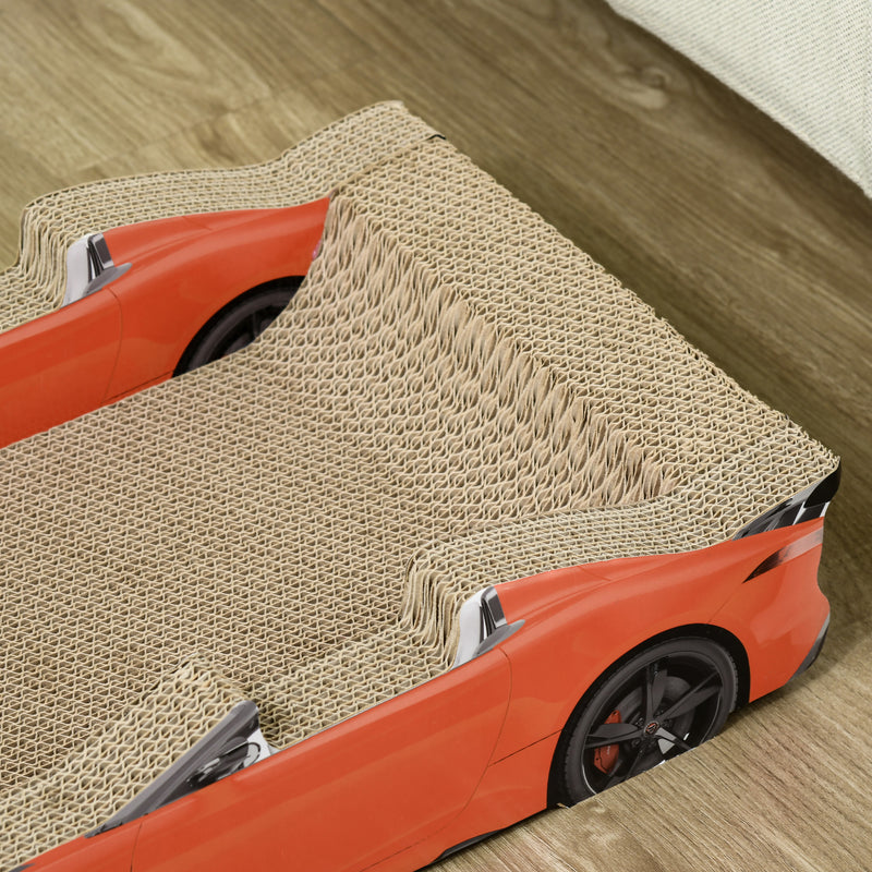 PawHut 2 in 1 Cat Scratching Board with Catnip, Car-shaped Cat Scratch Bed