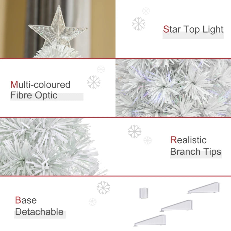 Christmas Time 2.5FT Prelit Artificial Tabletop Christmas Tree with Fibre Optics Holiday Home Xmas Decoration for Table and Desk, White