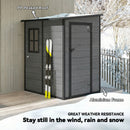 Outsunny Lean To Garden Shed, Plastic Tool Storage House W/ Lockable Door