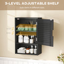 HOMCOM Bathroom Cabinet, Wall Mounted Cabinet with Adjustable Shelves, Black