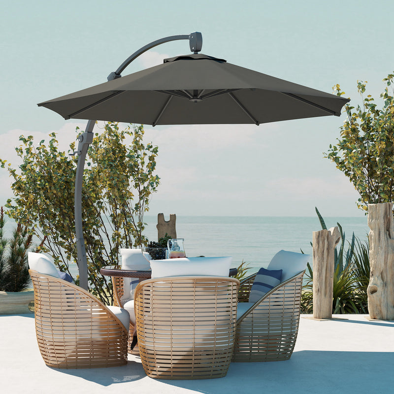Outsunny 3(m) Garden Cantilever Parasol with Crank Aluminium Frame
