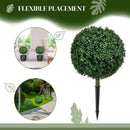 HOMCOM Set Of 2 Artificial Boxwood Topiary Trees With Ground Stake