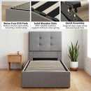HOMCOM Upholstered Ottoman Bed, 3ft Single Storage Bed Frame, Grey