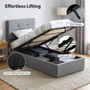 HOMCOM Upholstered Ottoman Bed, 3ft Single Storage Bed Frame, Grey