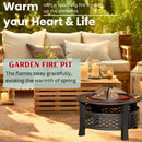 Samuel Alexander 80x58cm Black Steel Garden Patio Firepit Heater BBQ with Cover