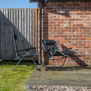 Set of 2 Multi Position Zero Gravity Relaxer Chair Sun Lounger in Black & Silver