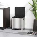 HOMCOM 2 x 15L Double Kitchen Bin, Pedal Bin Soft-Close Lid, Silver Tone