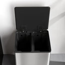 HOMCOM 2 x 15L Double Kitchen Bin, Pedal Bin Soft-Close Lid, Silver Tone