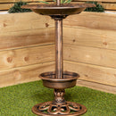 1.1m Bronze Effect Resin Garden Bird Bath & Table With Solar Light