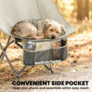 Outsunny Camping Chair Portable With Side Pocket Khaki