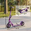 SPORTNOW Foldable Kick Scooter, Adult Scooters with 200mm Big Wheels, Purple