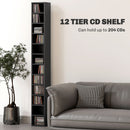 HOMCOM 204 CD Storage Tower Tall Bookcase Bookshelf With Cubes