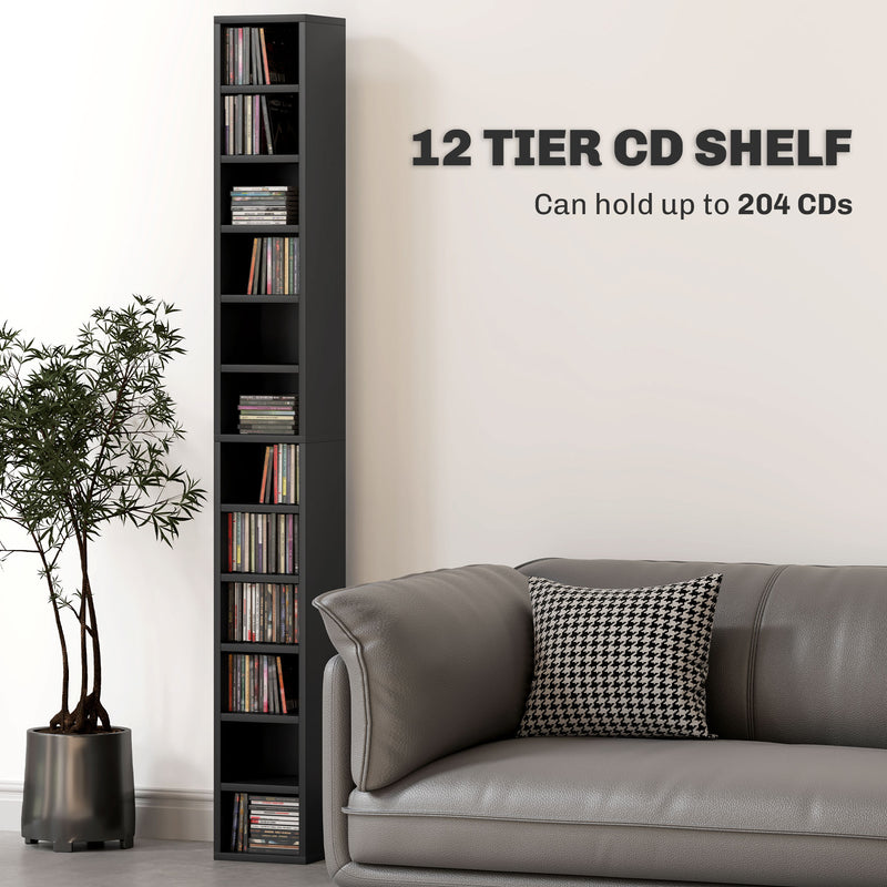 HOMCOM 204 CD Storage Tower Tall Bookcase Bookshelf with Cubes