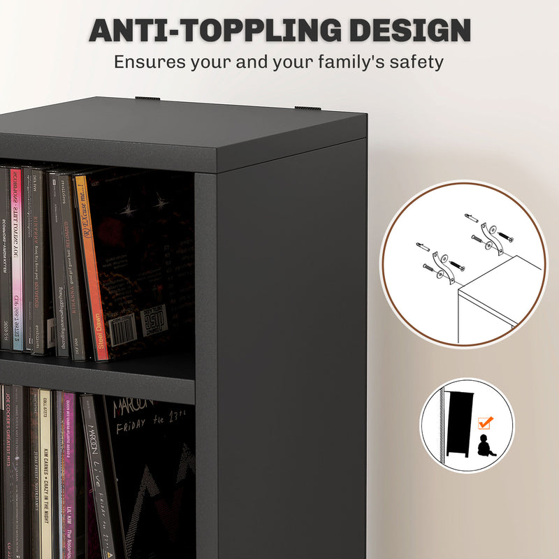 HOMCOM 204 CD Storage Tower Tall Bookcase Bookshelf with Cubes
