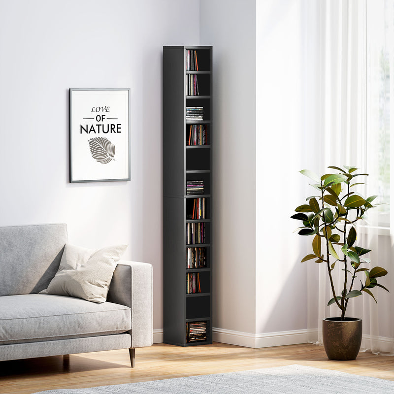 HOMCOM 204 CD Storage Tower Tall Bookcase Bookshelf with Cubes
