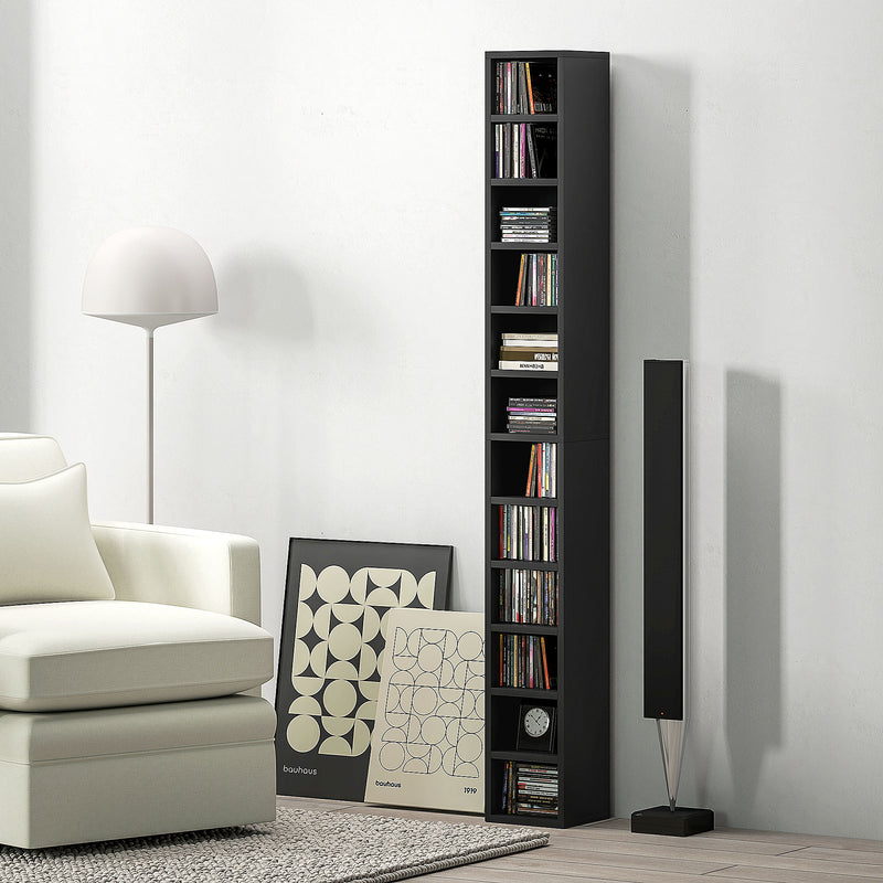 HOMCOM 204 CD Storage Tower Tall Bookcase Bookshelf with Cubes
