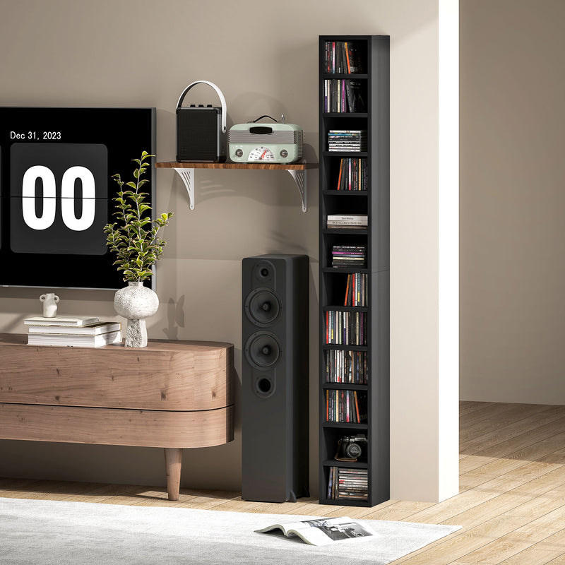 HOMCOM 204 CD Storage Tower Tall Bookcase Bookshelf with Cubes