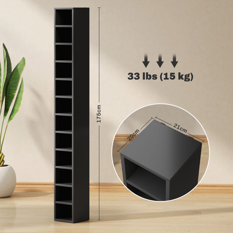 HOMCOM 204 CD Storage Tower Tall Bookcase Bookshelf with Cubes