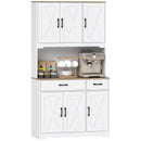 HOMCOM 175cm Tall Kitchen Pantry, Kitchen Cabinet w/ Drawers, Shelves, White