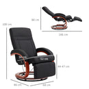 HOMCOM Manual Recliner Swivel Reclining Chair with Footrest Armrests Black