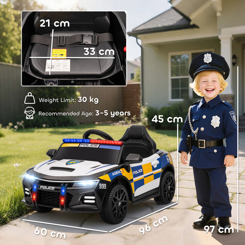 AIYAPLAY Kids Electric Ride pm Police Car with Remote Control, Multicoloured