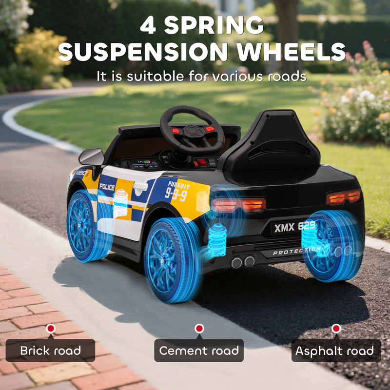 AIYAPLAY Kids Electric Ride pm Police Car with Remote Control, Multicoloured