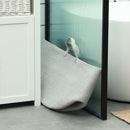 HOMCOM 88L Cotton Rope Laundry Basket With Handles For Pillows Clothes - Grey/Cream