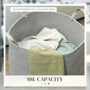 HOMCOM 88L Cotton Rope Laundry Basket With Handles For Pillows Clothes - Grey/Cream