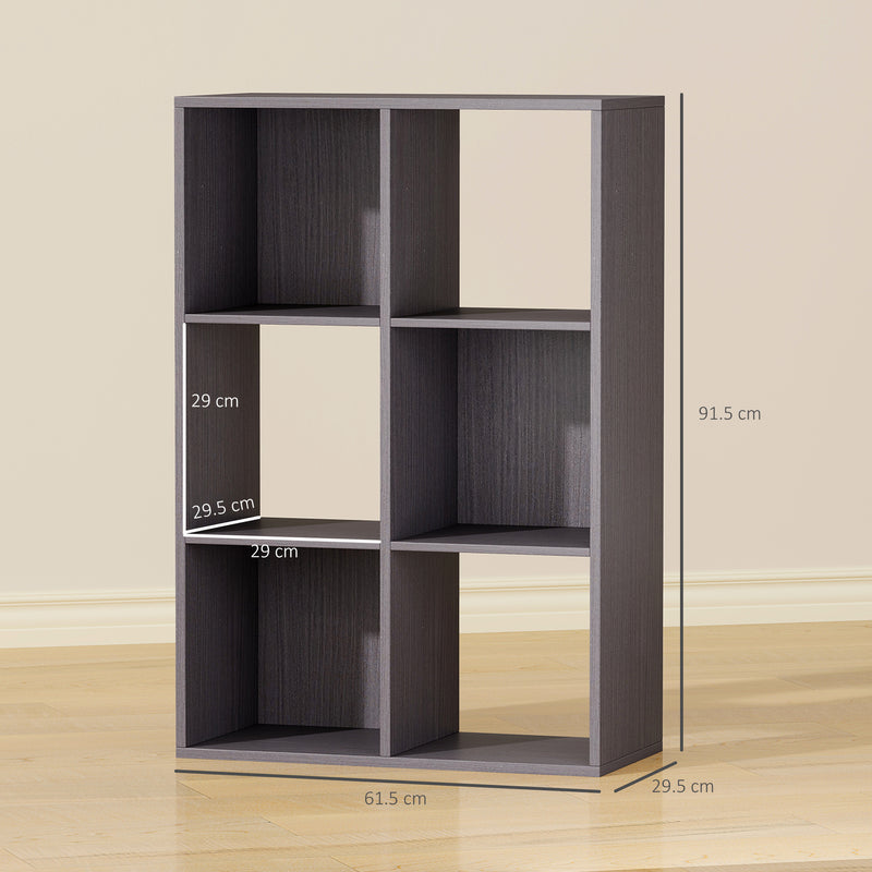 HOMCOM 6-Cube Bookshelf, Display Shelving Unit for Home Office