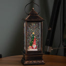 28cm Battery Powered Light up Antique Lantern Christmas Water Spinner with Snowy Gonk Scene