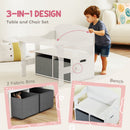 AIYAPLAY 3 in 1 Kids Storage Bench, Toddler Table and Chair Set, White