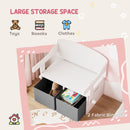 AIYAPLAY 3 in 1 Kids Storage Bench, Toddler Table and Chair Set, White