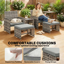 Outsunny 6 Piece Rattan Garden Furniture Set with Nesting Tables, Grey