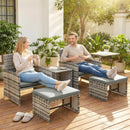 Outsunny 6 Piece Rattan Garden Furniture Set with Nesting Tables, Grey