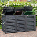 2.15m x 1.16m Outdoor Wooden Garden Triple Wheelie Bin Store Storage for 3 Bins in Dark Grey