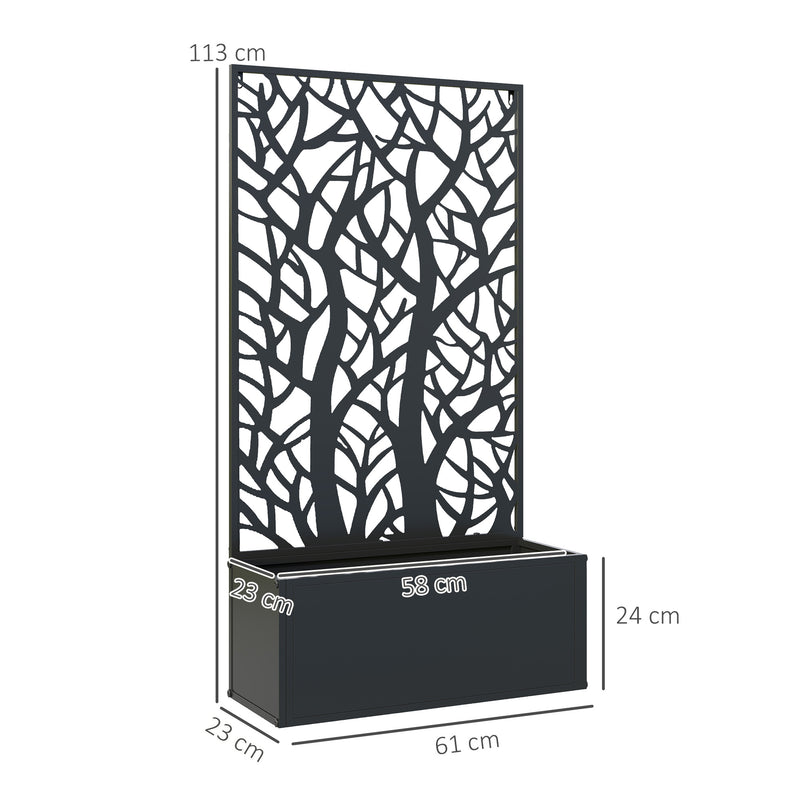 Outsunny Metal Raised Garden Bed with Trellis, Outdoor Elevated Planter Box