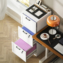 HOMCOM 3 Drawer File Cabinet with Lock and Adjustable Hanging Bars, White