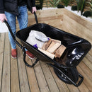 90 Litre 150kg Capacity Heavy Duty Outdoor Galvanised Pneumatic Metal Garden Wheelbarrow in Black