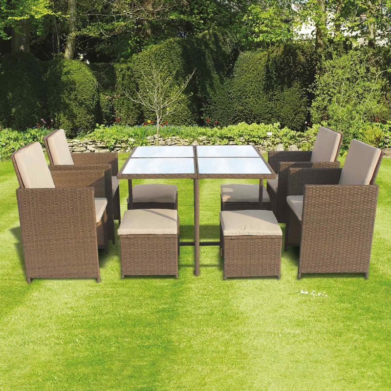 Vienna 9 Piece Rattan Cube Dining Set