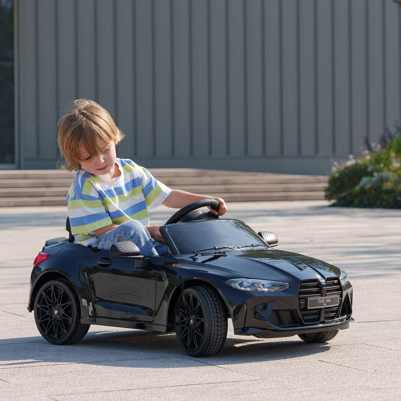 AIYAPLAY 12V Yellow BMW M4 Licensed Kids Electric Car w/ Remote, Suspension