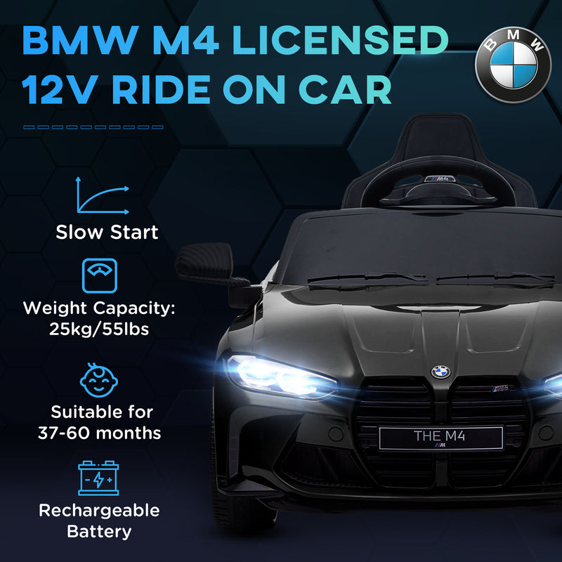 AIYAPLAY 12V Yellow BMW M4 Licensed Kids Electric Car w/ Remote, Suspension