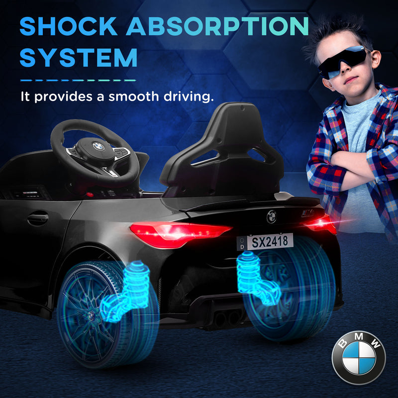 AIYAPLAY 12V Yellow BMW M4 Licensed Kids Electric Car w/ Remote, Suspension