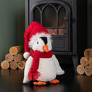 22cm Soft Cuddly Puppa Penguin Christmas Decoration with Santa Hat