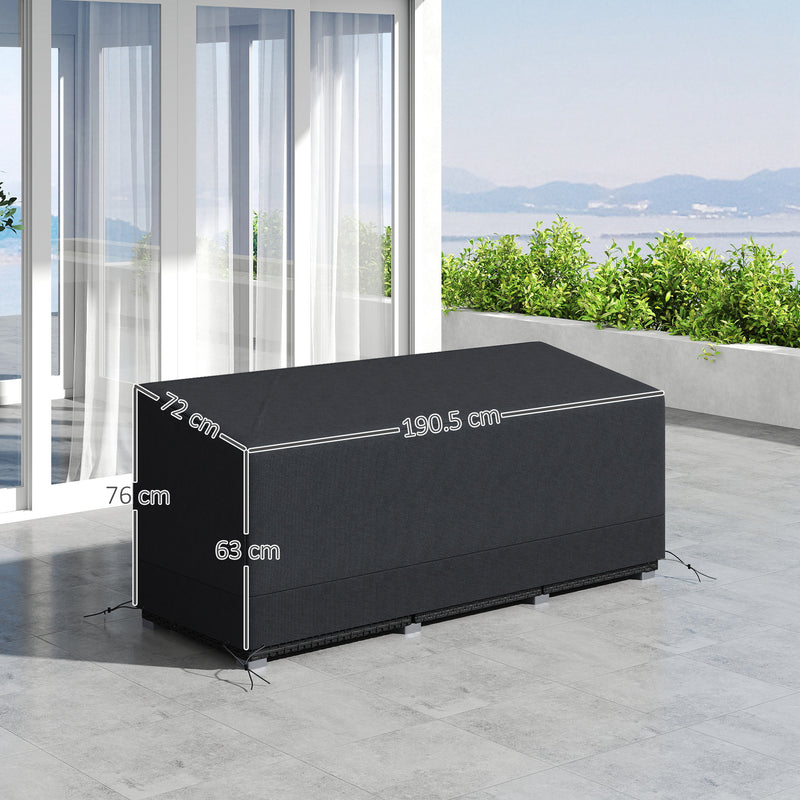 Outsunny 190x72x76cm Rectangular Patio Furniture Cover for Chairs Black