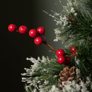 50cm Mini Christmas Tree With Red Berries, Pinecones And Frosted Tips In Burlap Base