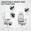 HOMCOM Ergonomic Office Chair, Recliner Computer Chair with Footrest, Grey