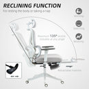HOMCOM Ergonomic Office Chair, Recliner Computer Chair with Footrest, Grey