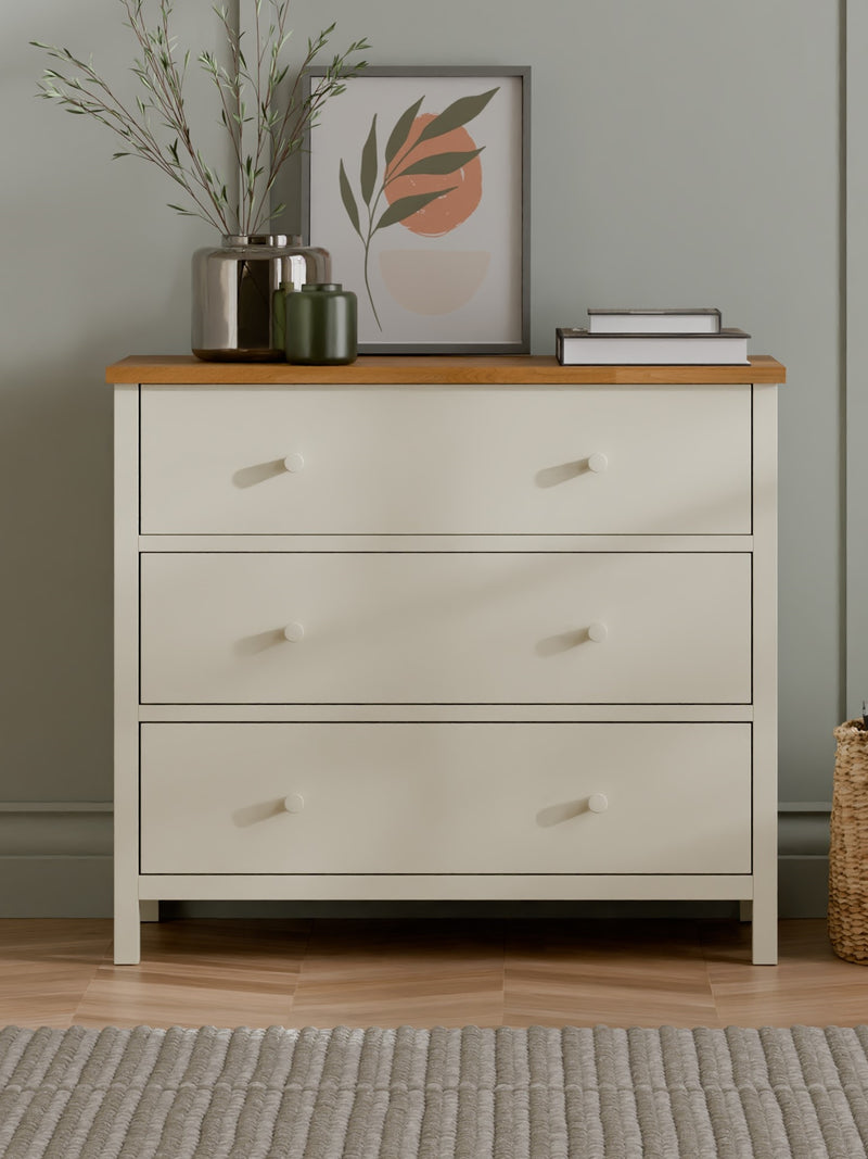 Coxmoor 3 Drawer Chest - Ivory and Oak