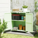 Outsunny Wooden Garden Storage Shed w/Hinged Roof and Shelf, Light Green