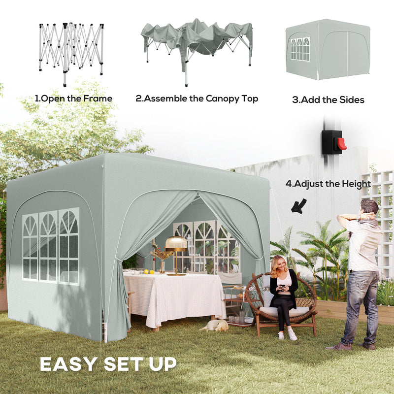 Outsunny 3 x 3(m) UPF50+ Pop Up Gazebo with Sides and Carry Bag